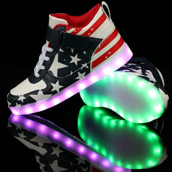 ⚡Unisex Star High Top USB Charging Light Up Shoes Sports LED Dancing Sneakers - Picture 5 of 7